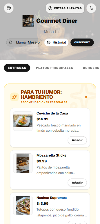 PideTú – Ecosistema de Pedidos por QR de Nueva Generación y Multi-Inquilino mobile view